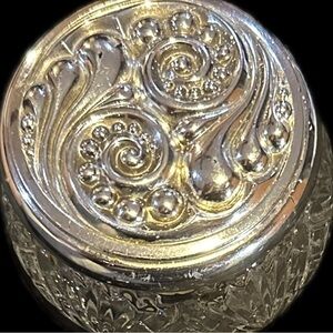 Avon Vintage Glass Jar with Silver Lid 5 oz